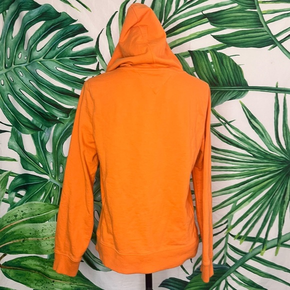 Tommy Hilfiger Jeans S Orange Cotton Blend Logo Casual School Classic Hoodie - Picture 3 of 10